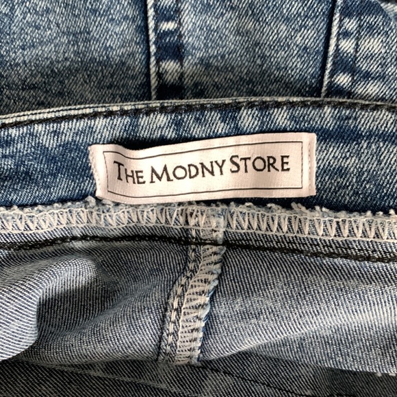 Denim acid washed split pencil blue jean skirt, stretchy and comfy / Size S - Picture 14 of 17